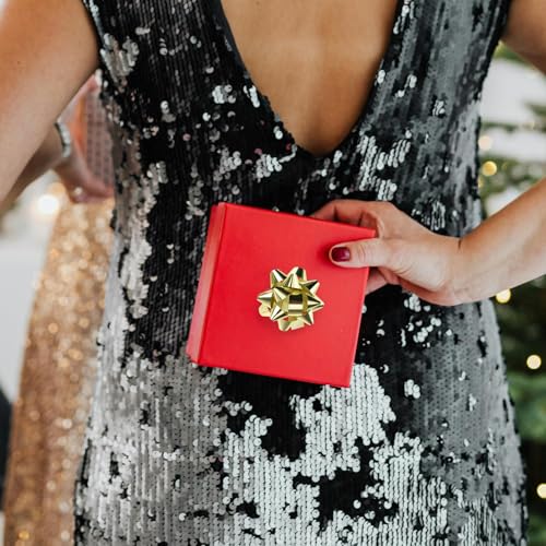 COM-FOUR® 100x Geschenkschleife in tollen Farben - selbstklebende Fertigschleife zur Dekoration von Geschenken zu Weihnachten und Hochzeiten (100 Stück - Glanz - 4 Farben)