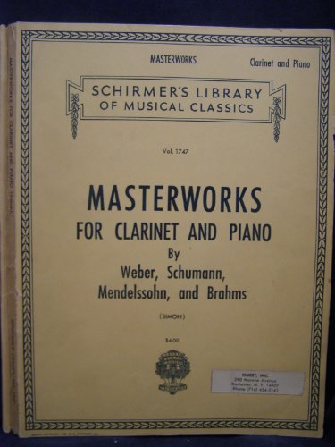 Schirmer's Library Masterworks for Clarinet and Piano, Vol. 1747