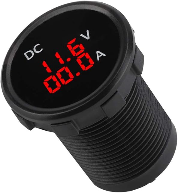 Digital Voltmeter Ammeter, 12-24V Digital Voltmeter Ammeter Voltage Current Meter Red LED Display for Car Motorcycle Boat ATV Camper Caravans