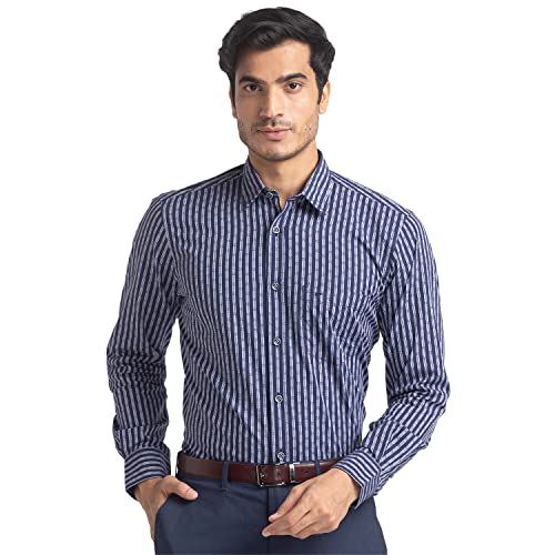 Image of Colorplus Men's Pure Cotton Stripe Pattern Classic Fit Polo Neck Half Sleeve Casual T-Shirt
