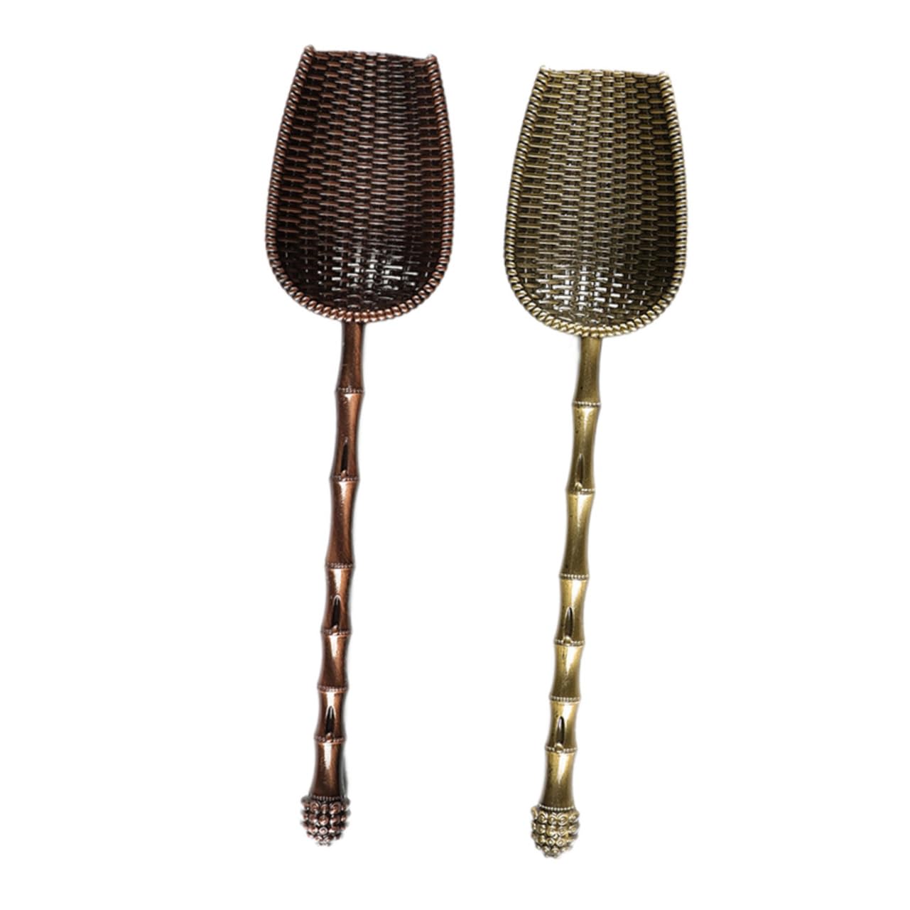 STOBAZA 2Pcs Long Handle Metal Tea Scoops Stylish Sieve Design for Tea Making Tea Shovels with Comfortable Grip for Loose Leaf Tea Preparation