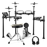 Donner DED-200 E-Drum-Sets, E-Schlagzeug mit 450 Sounds, USB-MIDI-Konnektivität, Drum Throne/Sticks/Kopfhörer/Audiokabel, Weihnachtsgeburtstagsgeschenk