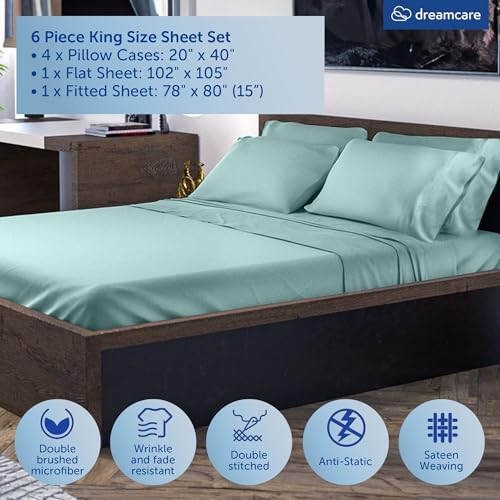 Image of DREAMCARE King Size Sheets Set - 6 pcs Breathable Cooling Sheets King Size