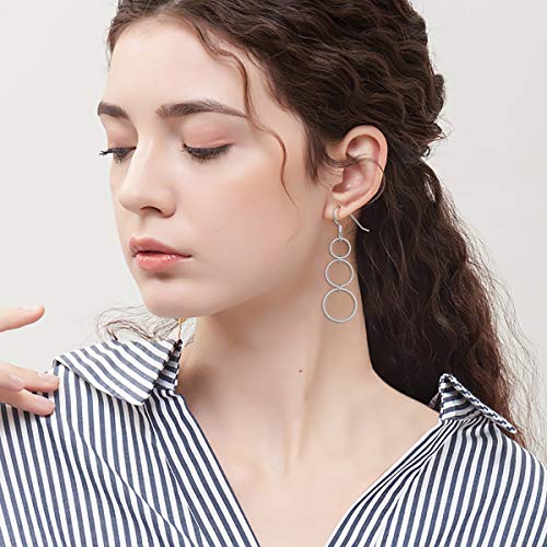 S925 Sterling Silver Long Hoop Circle Dangle Drop Earrings for Women2