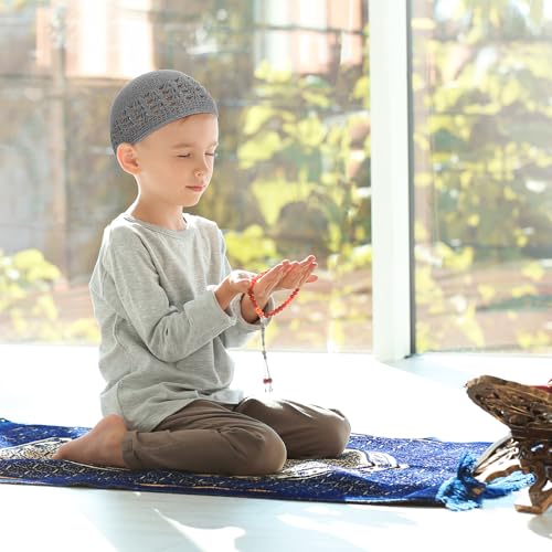 Image of Boyiee Kufi Hat for Men Muslim Knit Kufi Cap Crochet Beanie Skull Beanie African Hat for Men Women