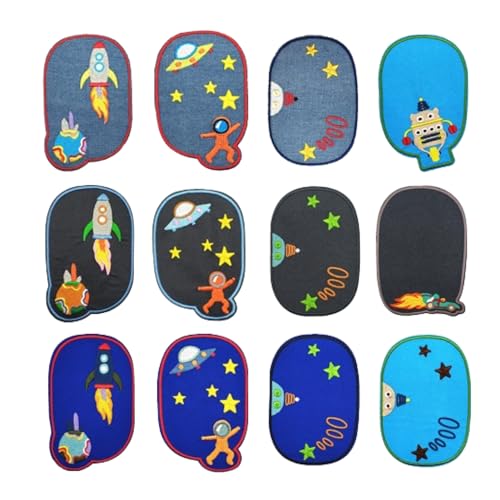 Ensemble de 12 Patchs Thermocollants Brodés,Patch Thermocollant Vetement, Tissu Thermocollant,Motifs Assortis,pour la Décoration et la Réparation de...