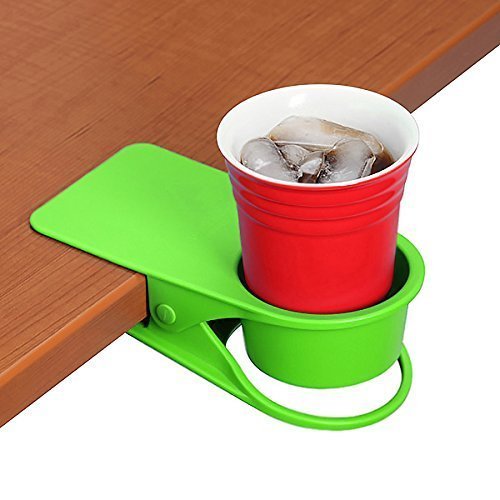 SERO Innovation Cup Clip Drink Holder - Green - Snap to Tables, desks, Chairs, Shelves, counters. Keep Your Beverage, Smartphone or Other Small Item Secure and Out of The Way.
