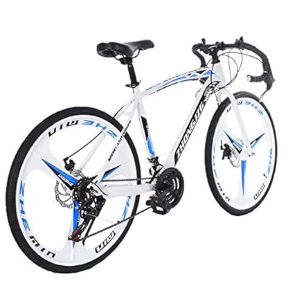 YQCXG Rennrad für Erwachsene, Mountainbikes, 700c, Rennrad, Fahrräder für Herren und Erwachsene, 21-Gang-Doppelscheibenbremse, leichtes Rennrad mit Rahmen aus Kohlenstoffstahl (weiß) – Bild 3