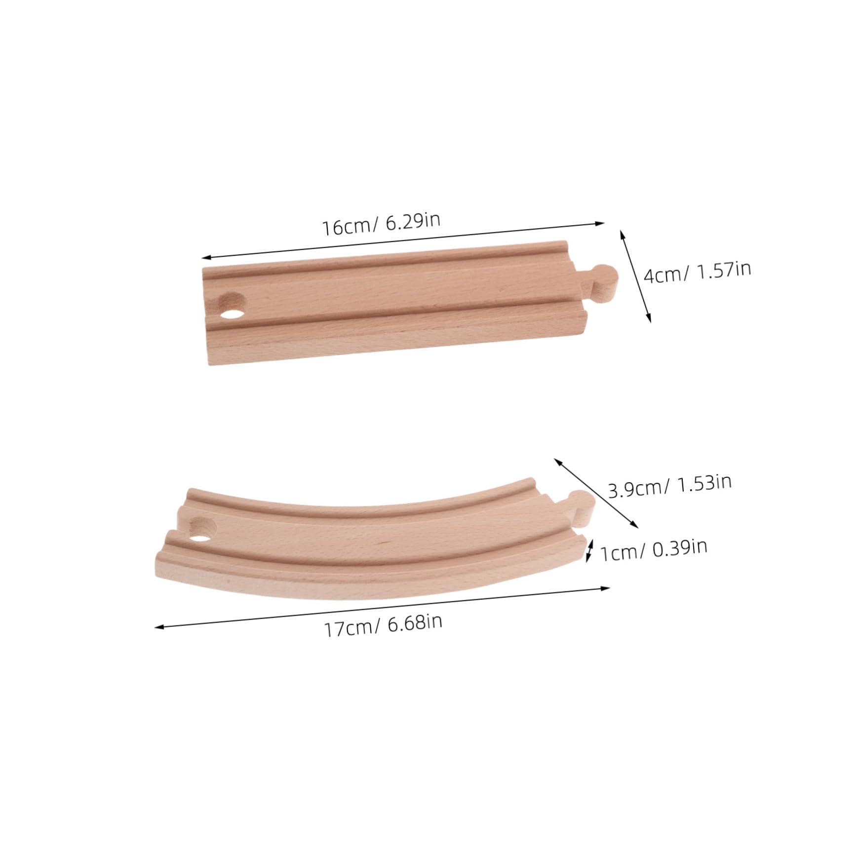 VICASKY Binari in Legno per Trenini 20 Pezzi Beige per Modellini | Tratti Dritti e Curvi, Connettori di Giunzione e Biforcazioni, per Gioco Ferroviario DIY