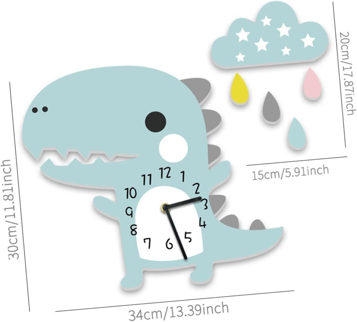 COOPHYA 1PC Cute Animal Wall Clock time Clock Cloud Wall Clock Art