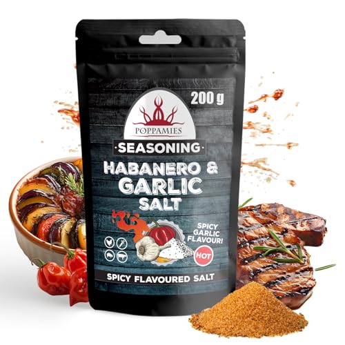 Sal de Habanero y Ajo Poppamies - Ideal para Asar, Hornear o Comidas Diarias - Nivel de Picante: Alto - Paquete Grande 200g