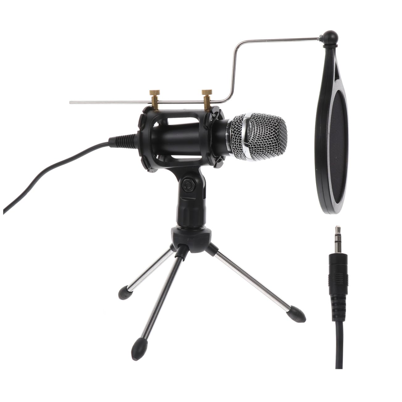 Micrófono de Condensador Color Negro Abs para Móvil y Ordenador con Soporte de Escritorio y Filtro Antipop, Adecuado para Karaoke y Transmisión en Directo