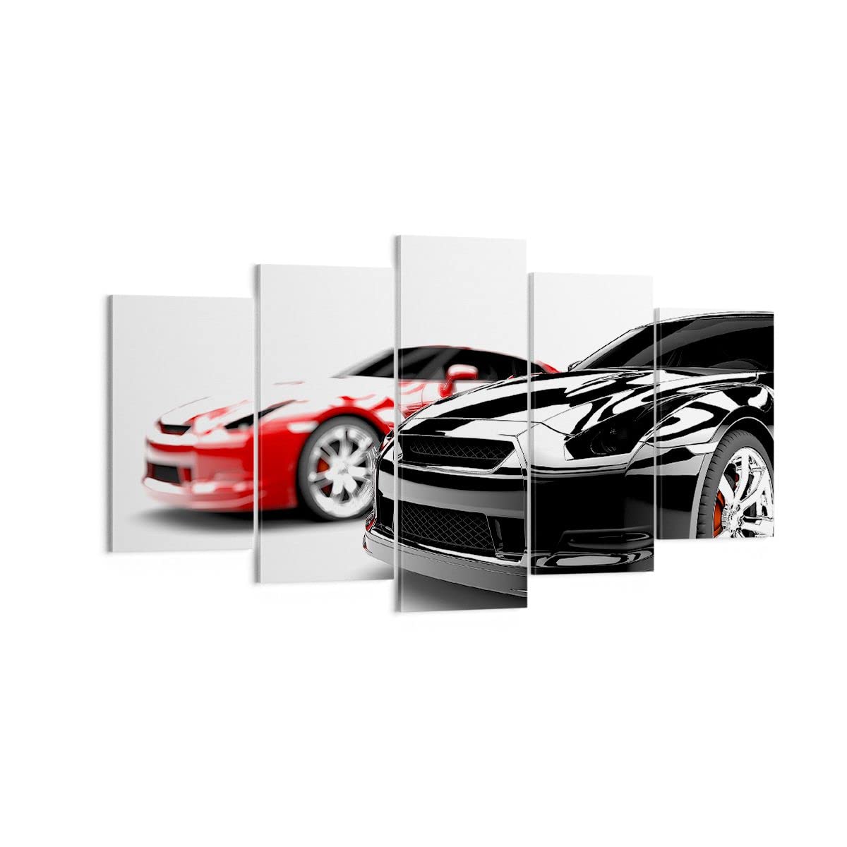 Cuadros Decoracion Salon Coches deporte elegancia Lienzos decorativos 160x85cm Cuadro Sobre Lienzo Moderno Dormitorio Cuadros Pared Imágenes Tríptico 5 Piezas Wall Art Prints Grande XXL EA160x85-2390