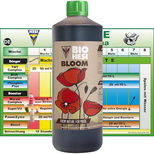 Hesi Bio Bloom 1L Organischer Flüssigdünger für üppiges Blütenwachstum hochwertiger Bio Hesi Bloom Dünger für natürliche Pflanzenstärkung für Indoor- und Outdoor-Anbau