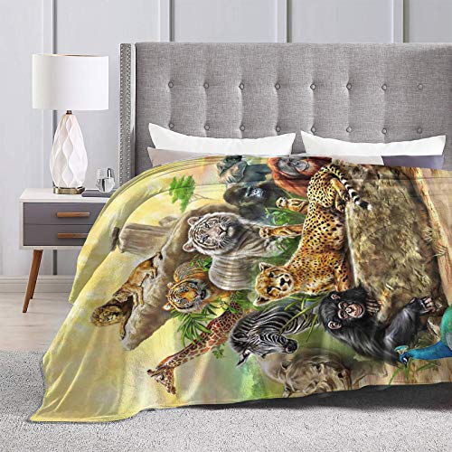Ultra Soft Flannel Fleece Throw Blanket Modern Animals Safari Wild Cat Lion Africa All Season Warm And Cozy Quilt Blanket For Bed Sofa Couch 50"X40"For Kids #TOP4