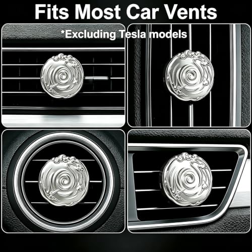 Image of Car Air Freshener Diffuser Vent Clip, Aroma Diffuser Refills, Aromatherapy Diffusers for Fragrance Car Accessories Decoration, Gift for Women Men Dad Mom (Silver)