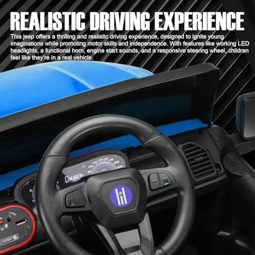 Image of Little Rides Battery Operated Jeep for Kids, Ride on Toy Car with Light & Music | Electric Jeep 12v Battery Car | Baby Big Car for Kids to Drive 2 to 8 Years Boys Girls (Blue)