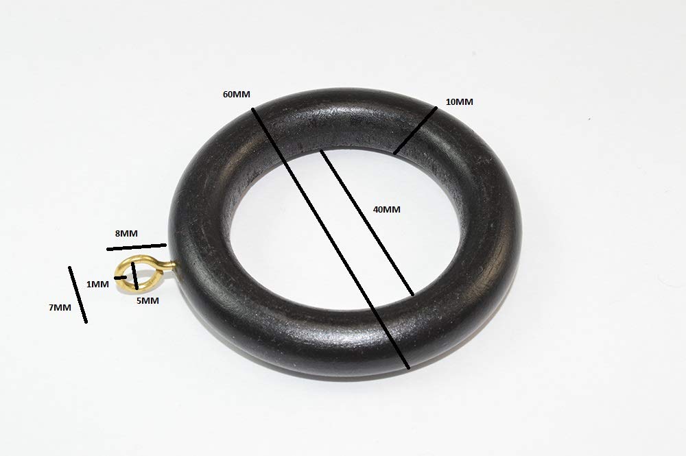 6 x Plastic Drape Curtain Pole Rod Rings Dark Brown 28MM ID 40MM OD