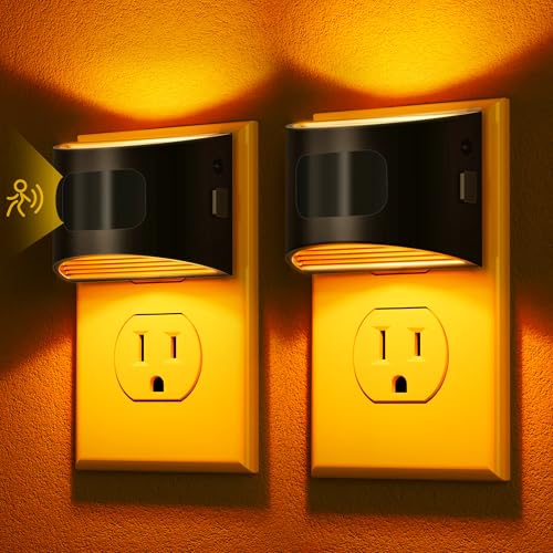 Image of DORESshop LED Night Light[2 Pack], Night Lights Plug into Wall, 3 Mode Plug in Night Light with Motion Sensor, Dusk to Dawn Sensor, Nightlights for Adults, Bedroom, Bathroom, Hallway, Amber