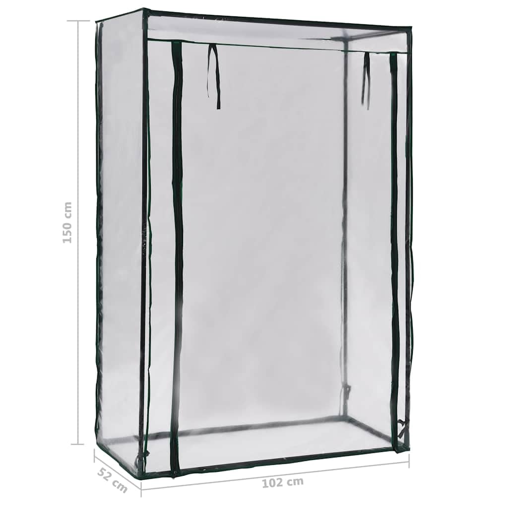Serra per piante, 102 x 52 x 150 cm, con telaio tubolare in acciaio e copertura in PVC, porta arrotolabile con cerniera per la circolazione dell'aria, ideale per balconi, terrazze e piccoli giardini