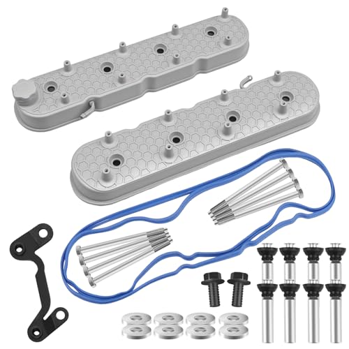 Htostar Racing Tall For LS LS1 LS2 LS3 LS6 LS7 Cast Aluminum Valve Covers w/Coil Mounts (Raised Honeycomb-Silver)