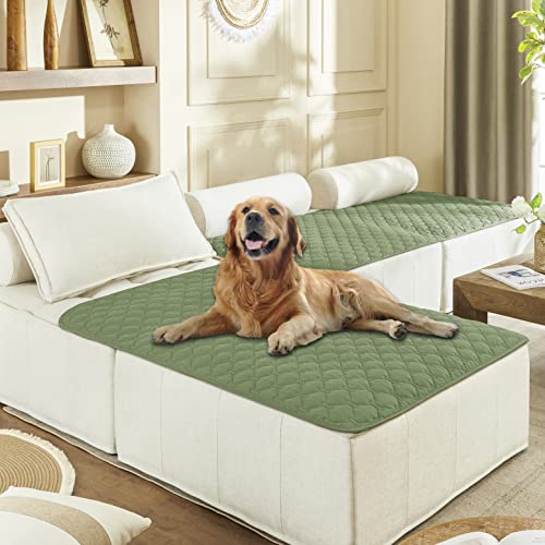 Image of gogobunny 100% Double-Faced Waterproof Dog Bed Cover Pet Blanket Sofa Couch Furniture Protector for Kids Children Dog Cat, Reversible(40x50 Inch (Pack of 1), Dark Green /Light Green)