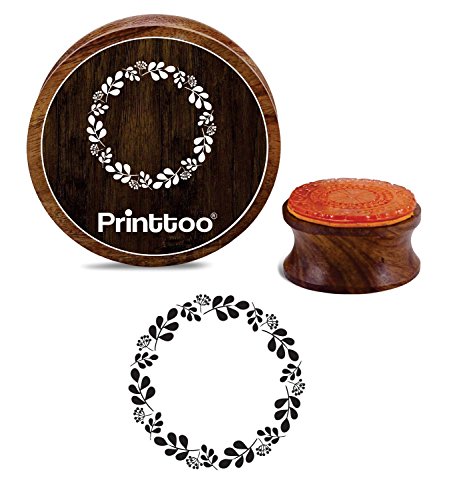 Printtoo Leaf Wreath Round Wooden Rubber Stamp Crafting Scrap-Booking Stamps-2 Inch, Brown, 2 Inch Diameter