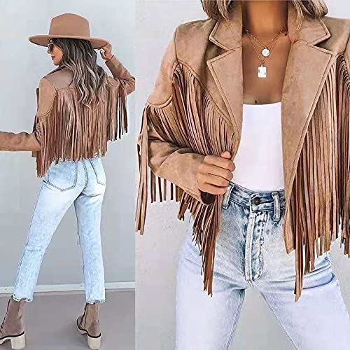Denim Jacket Women Womens Short Party Cardigan Fashion Soild Jackets Fringe Long Sleeve Slim Tassel Lapel Coats Fashion Casual Cardigan Jackets for Women - Afbeelding 4