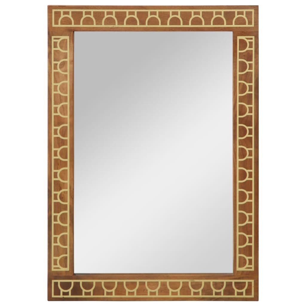 Espejo de baño 50 x 70 x 2,5 cm madera maciza mango y cristal