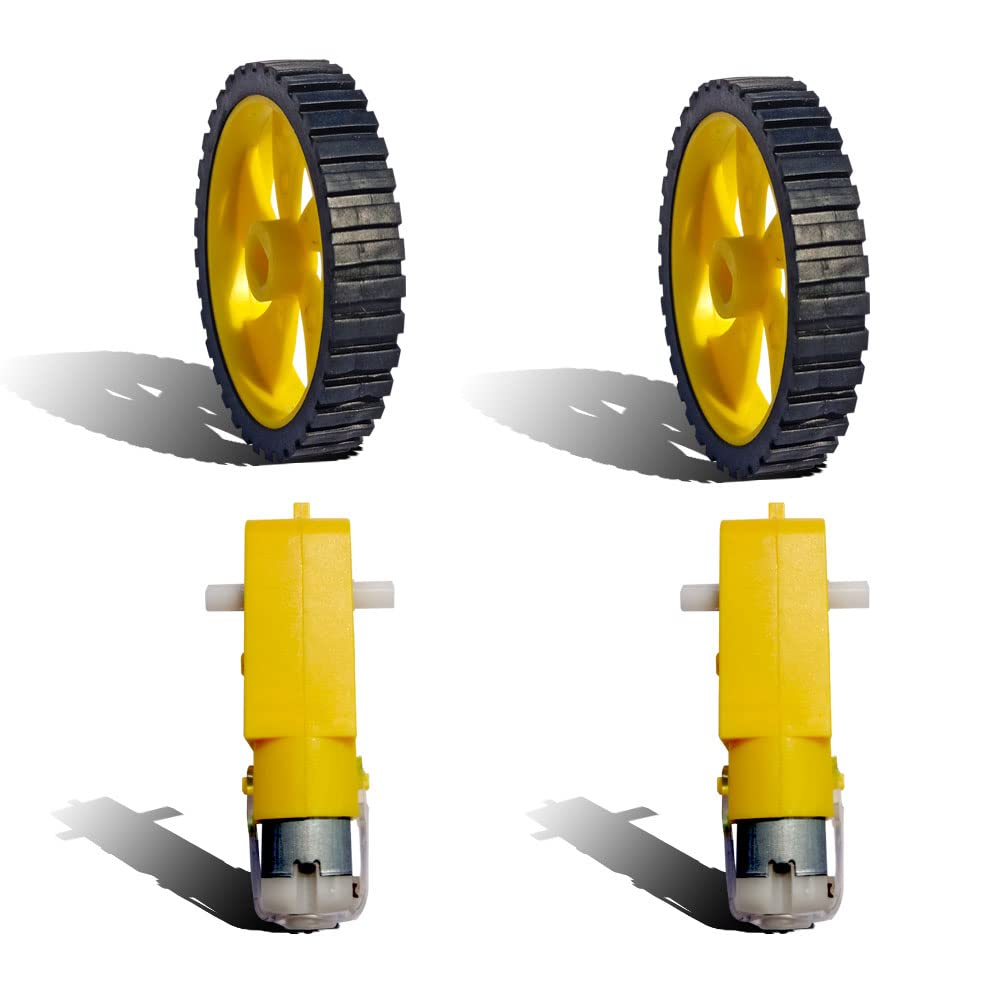 iEI DC BO Copper Binding Dual Shaft 100-150RPM 3v-6v-9v-12v Smart Toys Car Robot Arduino Yellow Wheel-4512 Black Rubber Tire-45mm Gear Motor Science Project Kit (2 Piece GEAR MOTOR WITH 2 Piece WHEEL) (B0BDWXYCDF) Amazon Price History, Amazon Price Tracker