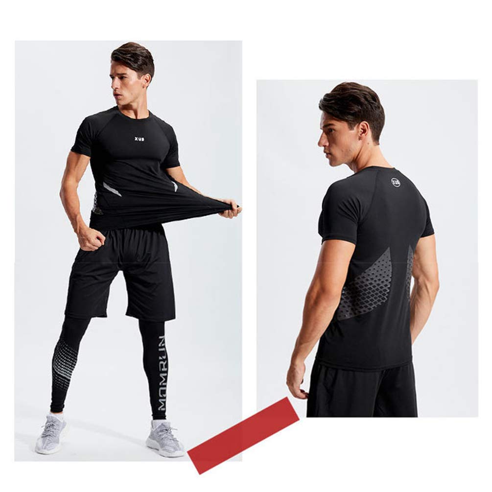 Abbigliamento Running da Uomo, 5 Pezzi Set Completi Sportivi Leggings Compressione Fitness Pantaloncini Corsa T Shirt Sportive - Stile #4, XL