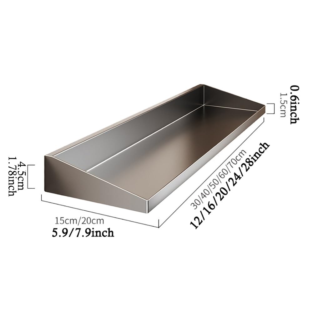 Mensola da parete in acciaio inossidabile, scaffale galleggiante rimovibile, cucina e bagno, mensola salvaspazio (50 x 20 cm)