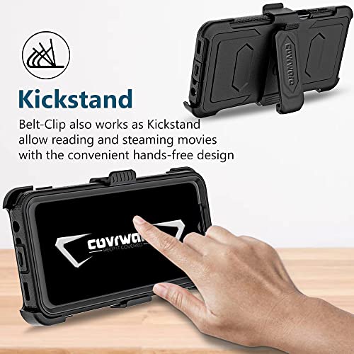 Image of for Samsung Galaxy A23 5G / A23 (4G) Aegis Series case, Full-Body Rugged Dual-Layer Shockproof Protective Swivel Belt-Clip Holster Cover with Built-in Screen Protector, Kickstand, Black