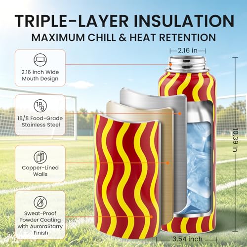 Image of RAYMYLO 2026 Soccer Biggest Event Edition Insulated Water Bottle 40 oz, Nation Flag Design, Best Souvenir & Gift for World Soccer Lover, Vacuum Stainless Steel (Cold for 36Hrs), Leak Proof & Non-BPA
