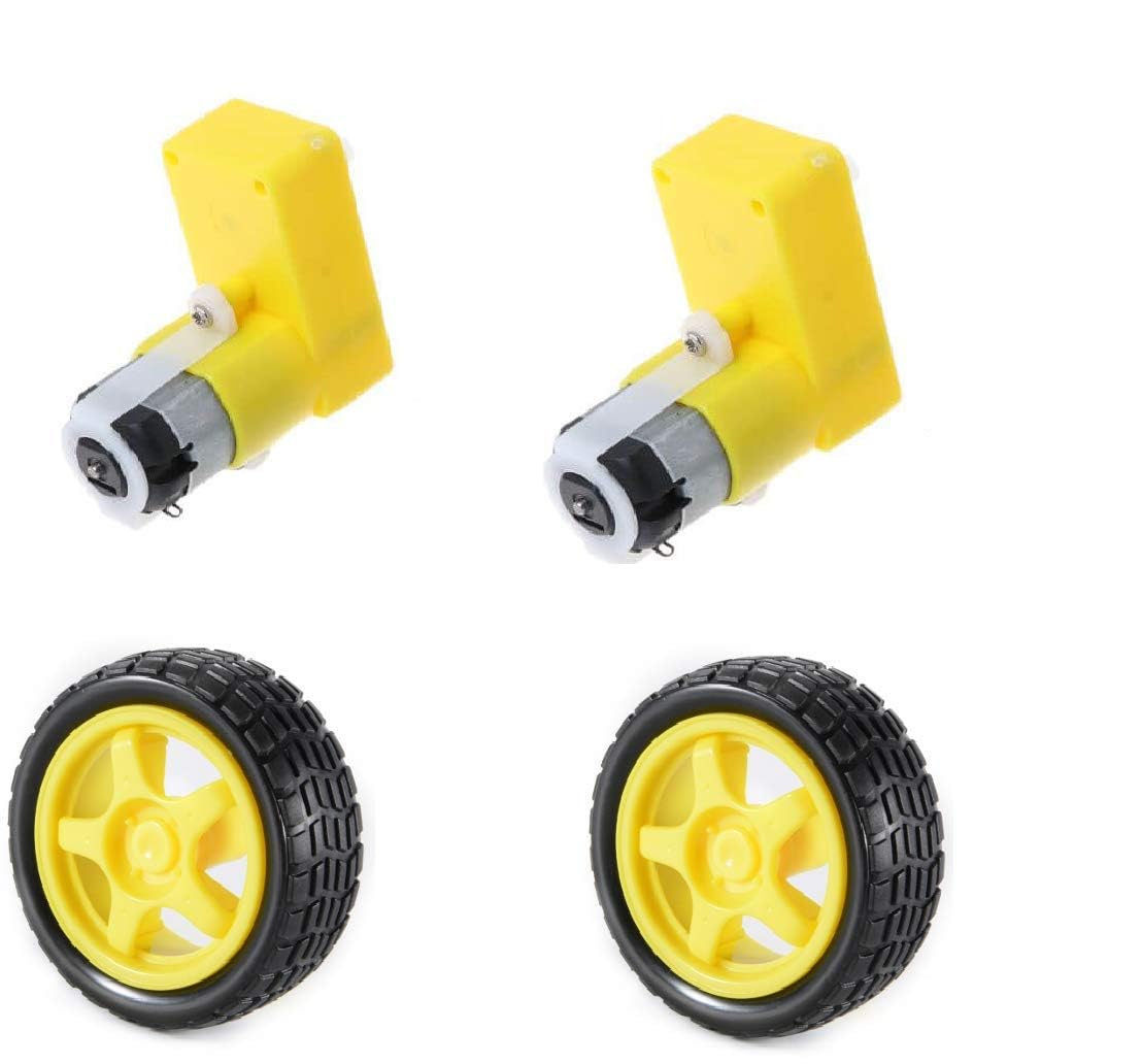 L Shape Single Shaft DC Motor 3-6V with Tyres Pack of 2 for Rduino Projects, Robots, and Model Cars-image-33