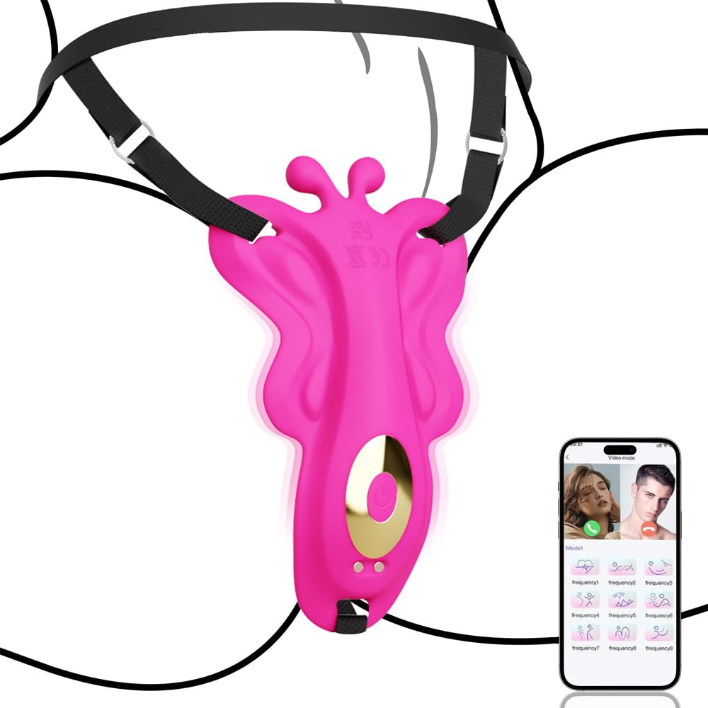 Vibrador de mariposa para clítoris femenino, con aplicación y 9 modos de vibración, juguete sexual con arnés para mujeres, juguete S duro