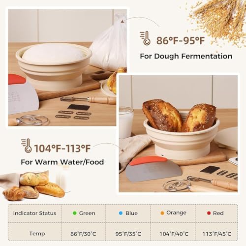 Starter kit riscaldato rotondo per lievitazione del pane, temperatura regolabile, per la preparazione di pane, yogurt, pizza