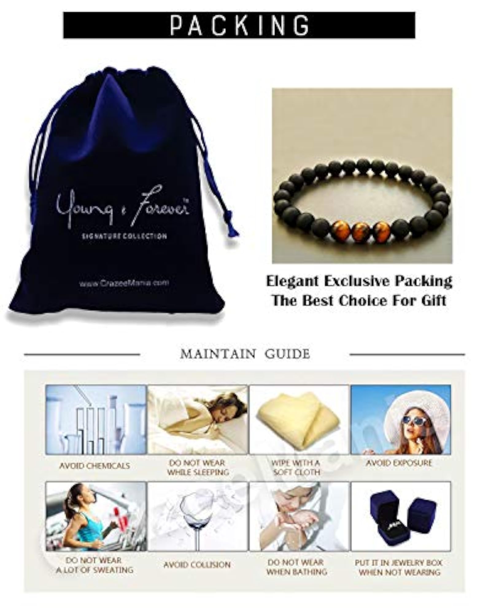 Gift Onyx & Tiger Eye Stone Bracelet for Men and Women