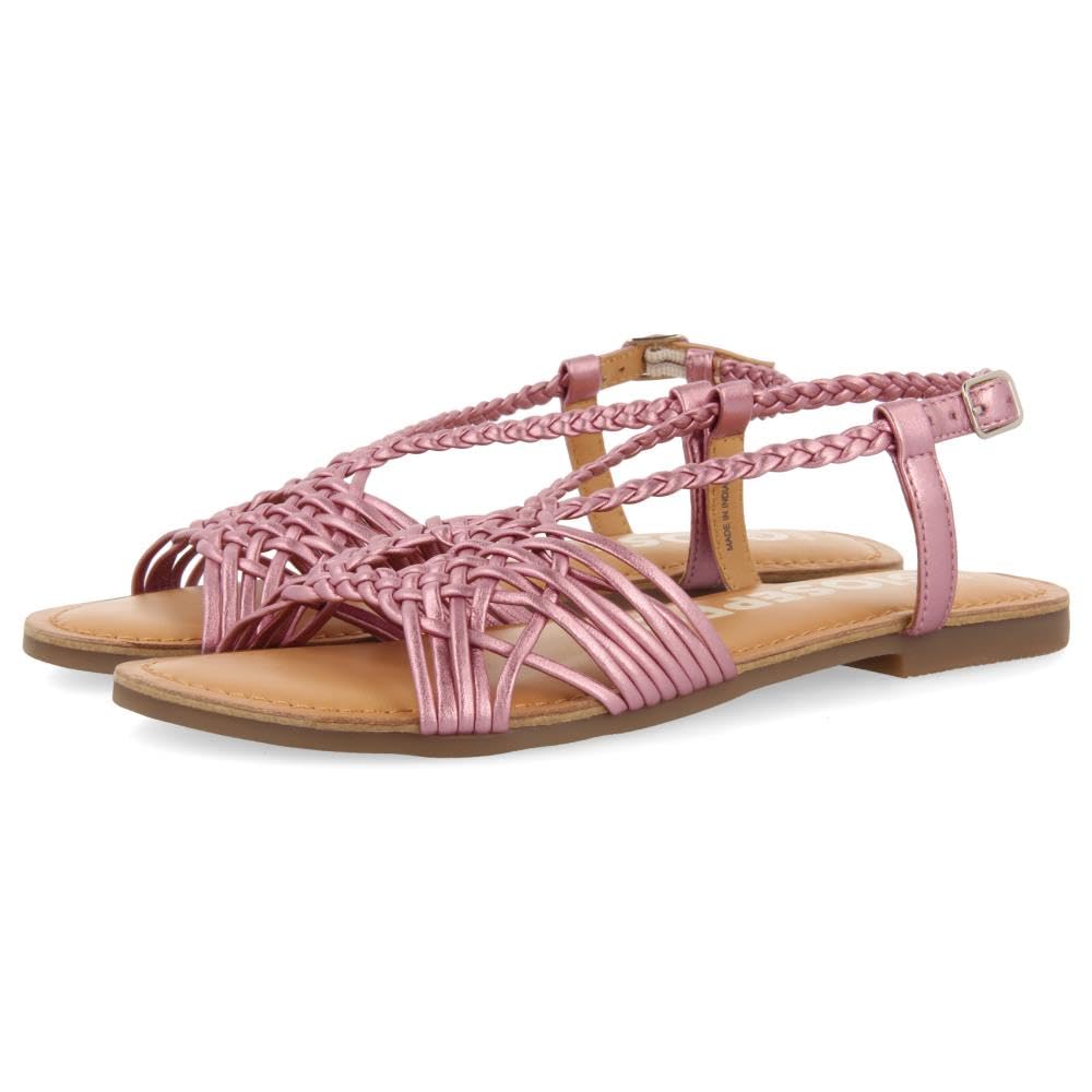 GIOSEPPO White Leather Sandals with Cross Straps for Women AIDONE, pink, 6 UK