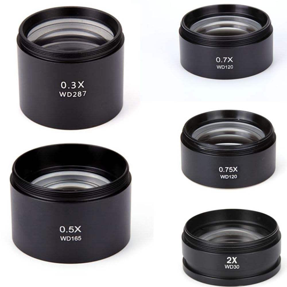 WD30 WD160 0.5X 0.3X 1X 1.5X 2X Lente Barlow Trinocular Lente de microscopio estéreo Lente Objetivo Auxiliar Rosca de 48 mm (Color : 1.5X)