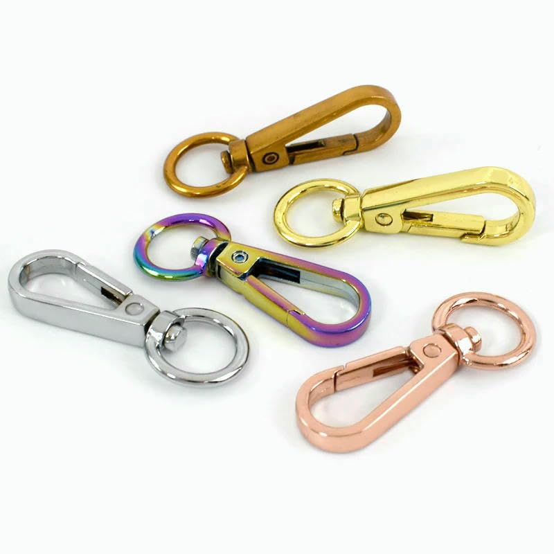5-30 Hebillas metálicas de 13 mm para correas de bolsos, cierre giratorio, mosquetón pequeño, clip de resorte, llavero, gancho a presión, accesorios de ferretería para cintas - 30 unidades - Colo