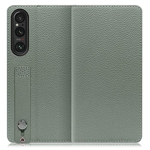 LOOF HOLD Xperia 1 V SOG10 / SO-51D / 1 V Gaming Edition 用 エクスペリア ケース カバー 手帳型 スマホ ケース 手帳型ケース 背面ベルト 落下防止 カード収納 本革 マグネットなし [ダルグリーン