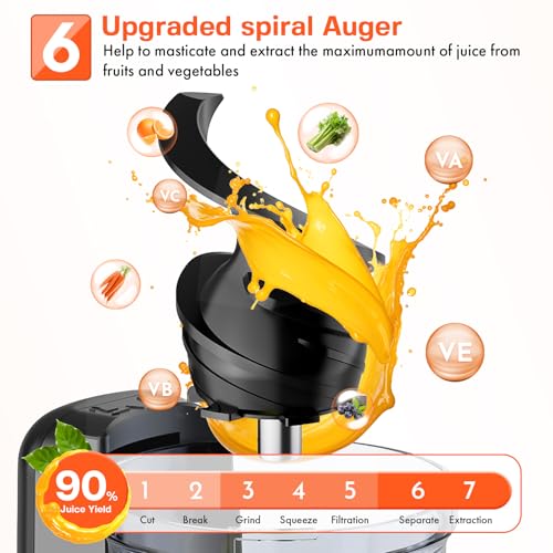 Image of Juicer Attachment for KitchenAid, Cold Press Slow Juicer with 4.9 inch Large Feed Chute for Whole Fruits & Vegetables, Includes 2 * 1L Measuring Cups for KitchenAid Accessories and Attachments, Black