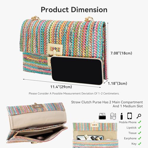 Image of Gets Straw Clutch Purse for Women, Woven Beach Bag Summer Corssbody Purse Small Rattan Shoulder Bag for Travel | Hand-woven