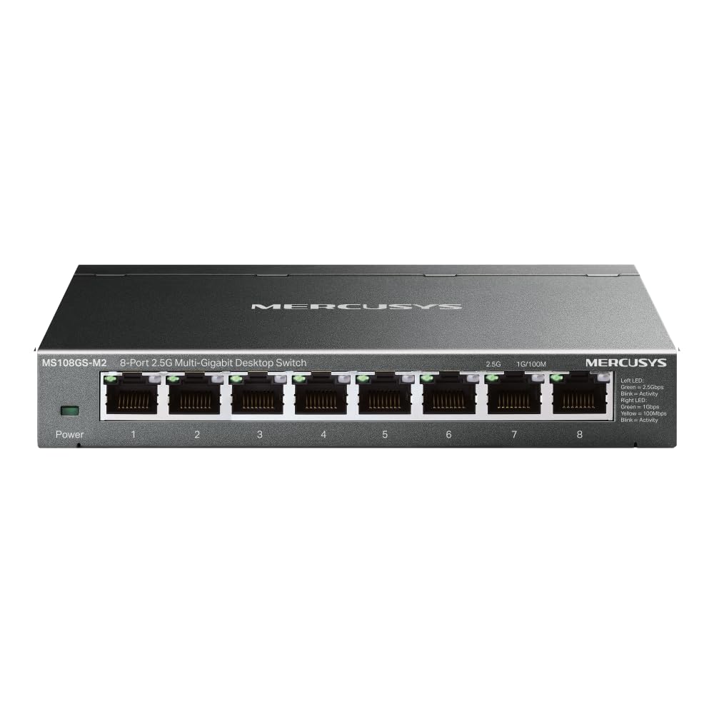 Mercusys MS108GS-M2 8-Port 2,5-Gigabit Unmanaged Netzwerk Switch, Ethernet-Splitter, Plug & Play, Desktop-/Wandmontage, lüfterloses Metalldesign