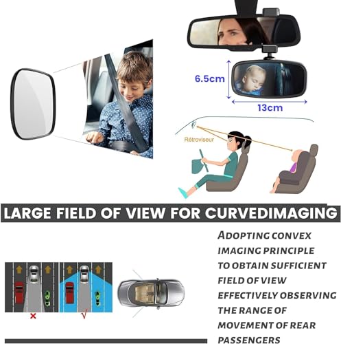 Image of 360 Baby Car Mirror, Shatterproof Rear-Facing Seat View (2 Pack)