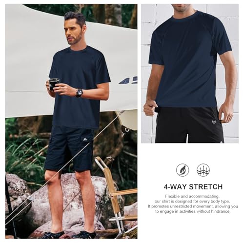 Mens Swimming Shirts Short Sleeve UPF 50 Quick Dry Sun Protection Rash Guard Shirts for Fishing Running 5