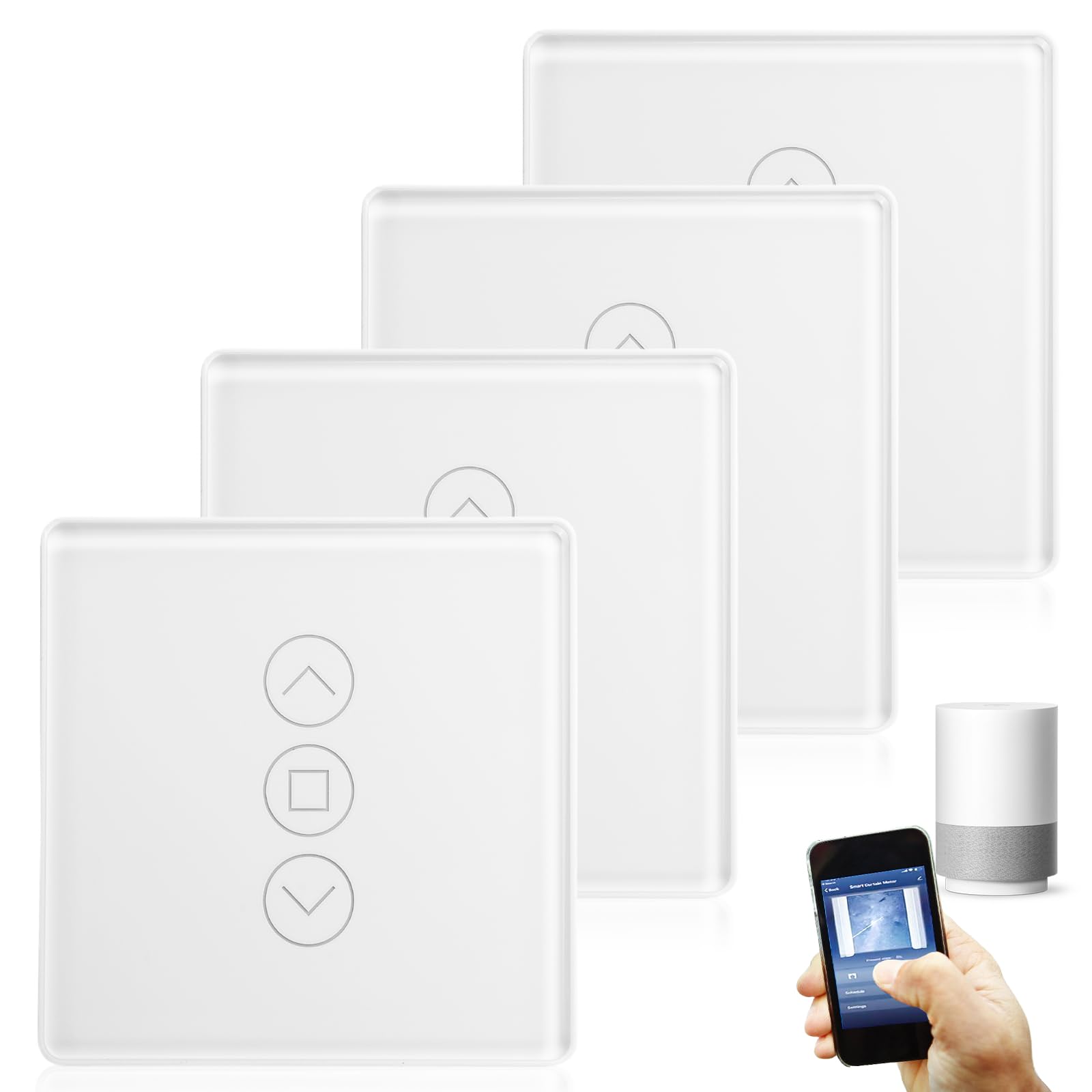 4 interruttori Wi-Fi per tapparelle, interruttore intelligente per tapparelle, interruttore per tapparelle 2.5D, compatibile con Alexa/Yandex/Google Home, timer e controllo vocale, scala neutra