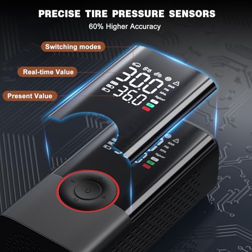 Tire Inflator Portable Air Compressor - Portable Cordless Mini Air Pump with Digital Pressure Gauge, 150PSI 3X Fast Inflation and Auto Shutoff Function Tires Pump for Cars - Image 4