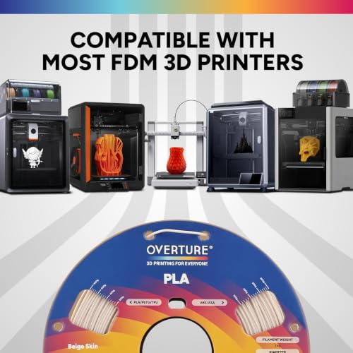 Image of OVERTURE High Speed PLA Filament 1.75mm 3D Printer Filament,1kg Beige Skin